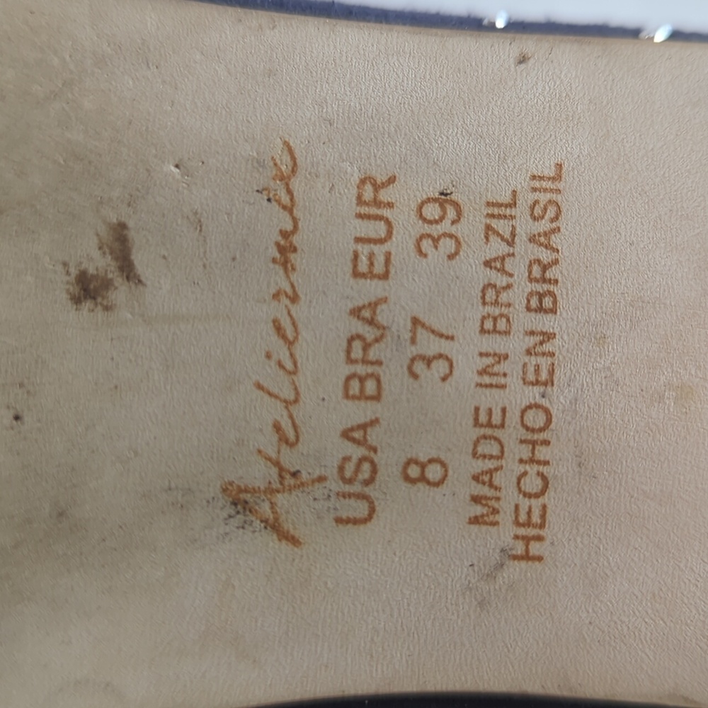 Ateliermix Studded Sequin Pointed Toe Flats 8 Blue Silver Tone Accent - Picture 3 of 16